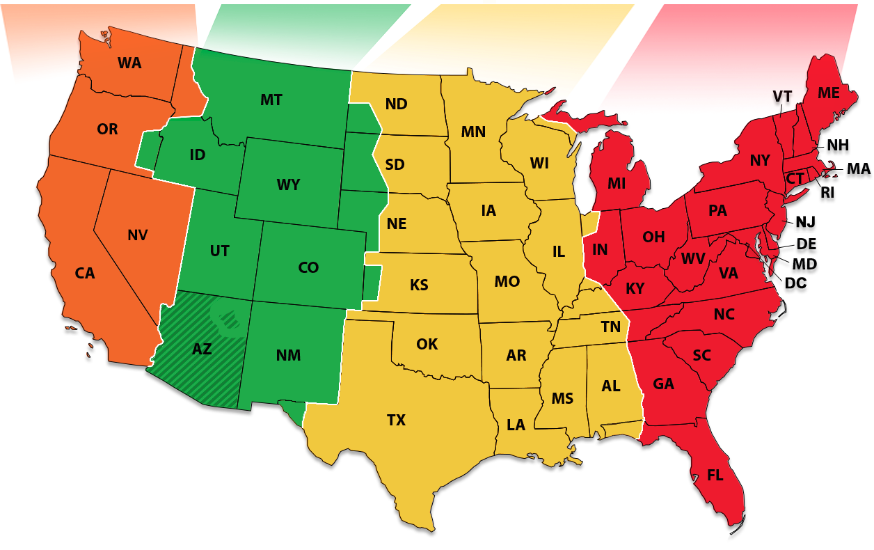 Map of the United States of America (USA)